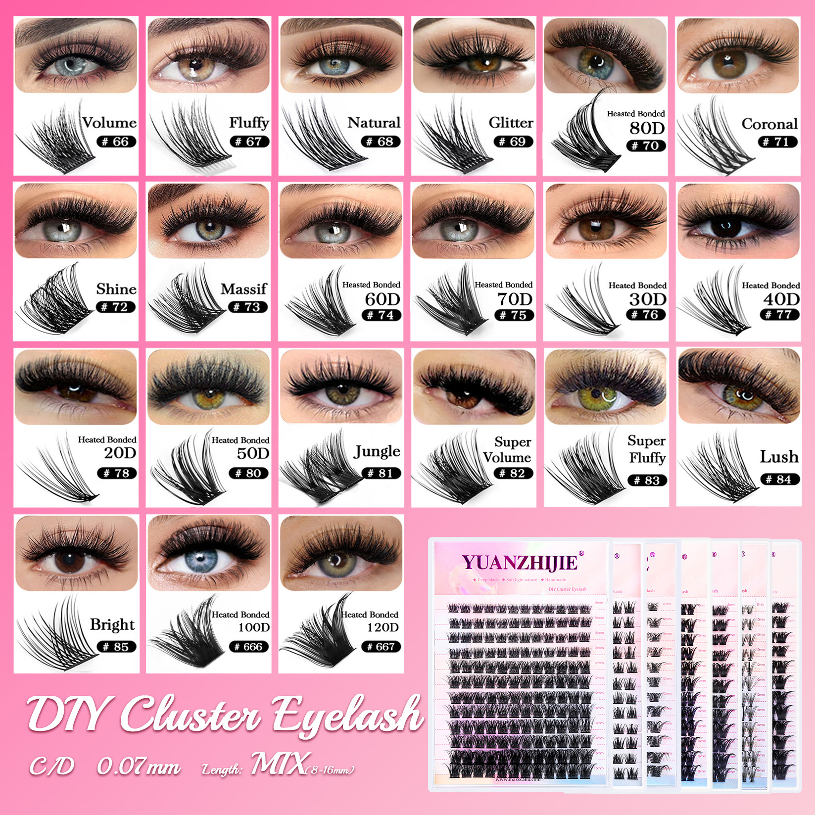 YUANZHIJIE New DIY Clusters Fa - Eyelash Extension Supernatural incelemesi ve fiyatı