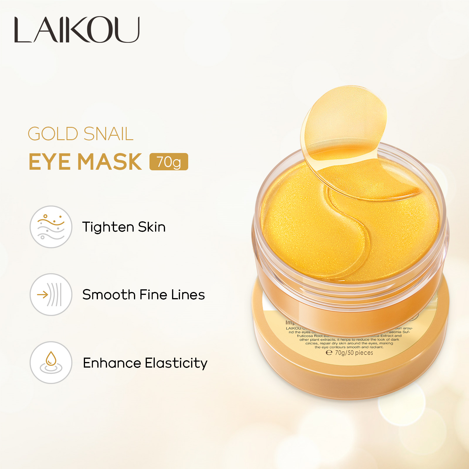 LAIKOU 50pcs Golden Snail Coll - Eye Pad Collagen incelemesi ve fiyatı